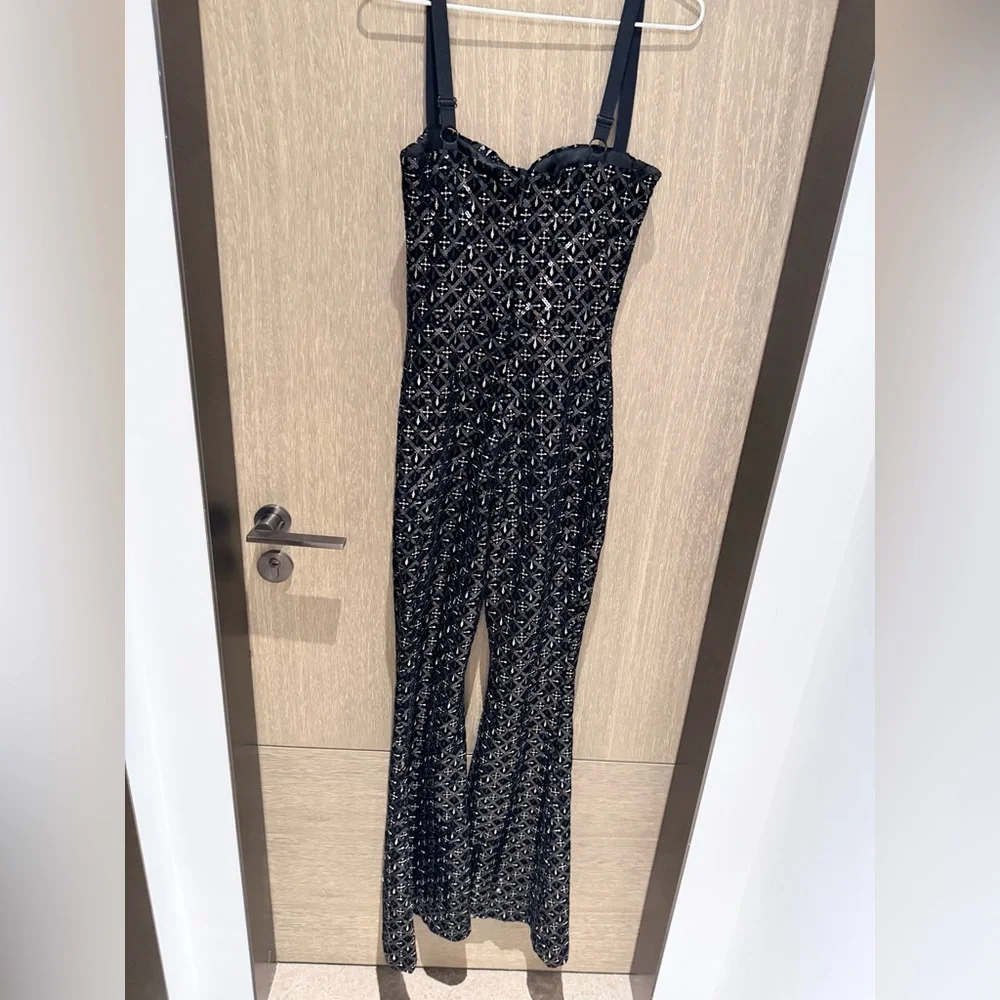 NADINE MERABI Black Sequin Jumpsuit - Picture 12 of 16